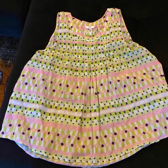 Sleeveless patterned pink/White/Green/Black lightweight peasant, style top - Picture 1 of 4